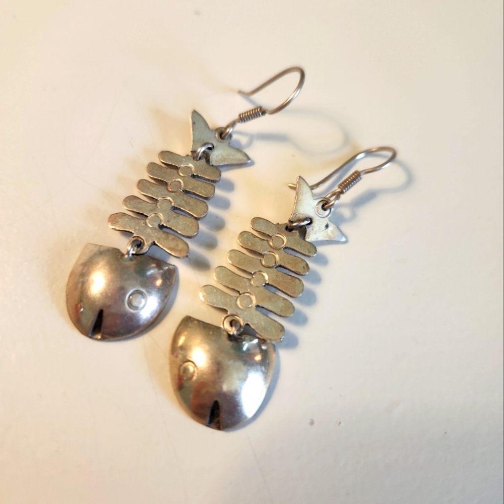 Silver Fishbone Earrings